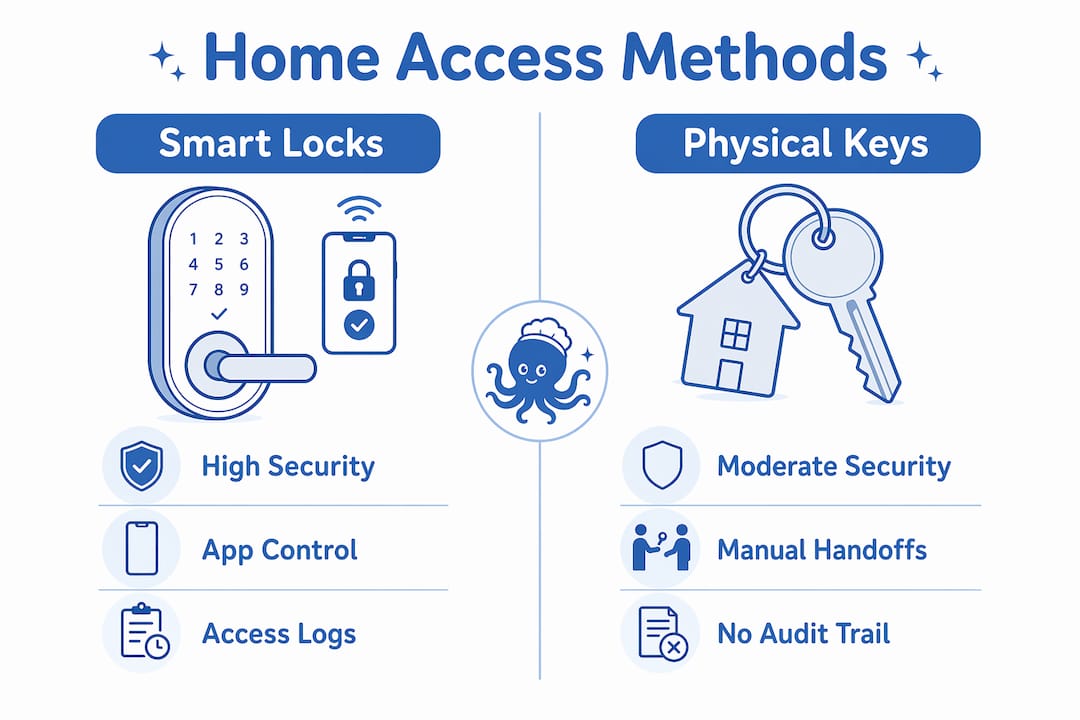 Infographic comparing smart locks vs physical keys