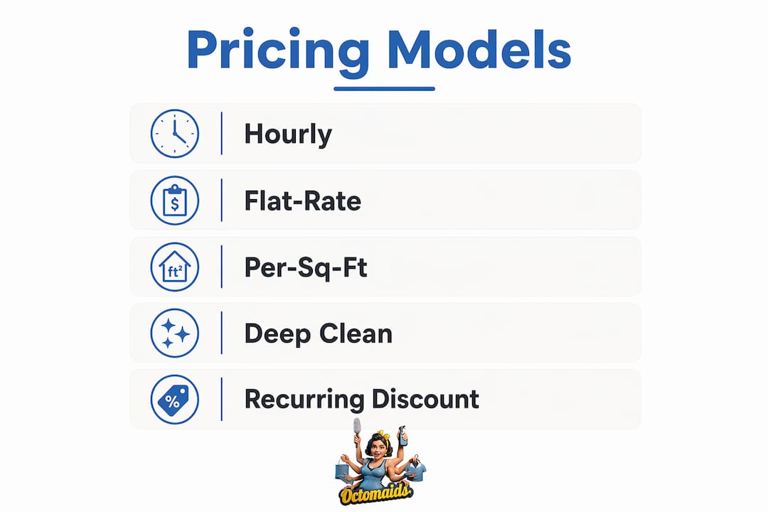 Infographic showing cleaning pricing models flow