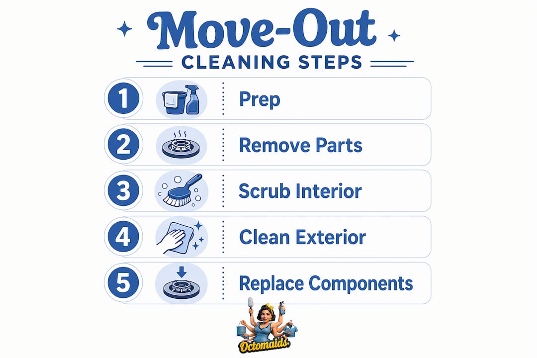 Infographic showing step-by-step appliance cleaning