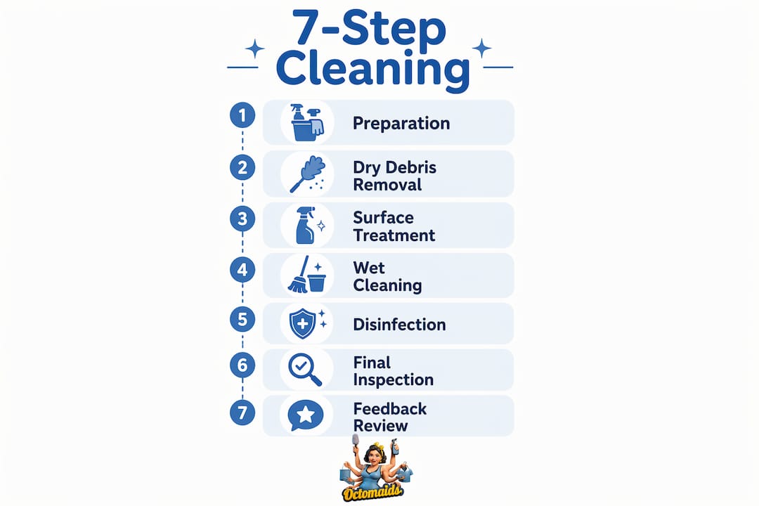 Infographic showing the 7-step professional cleaning process