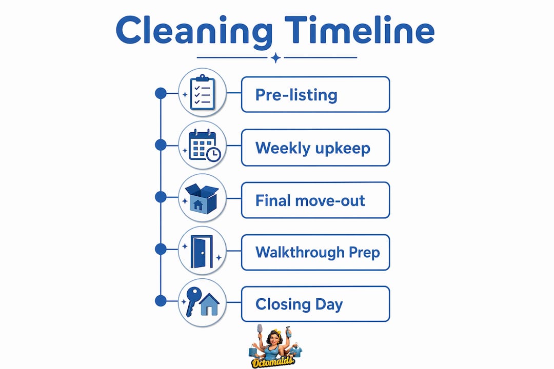Infographic showing cleaning timeline for home sale