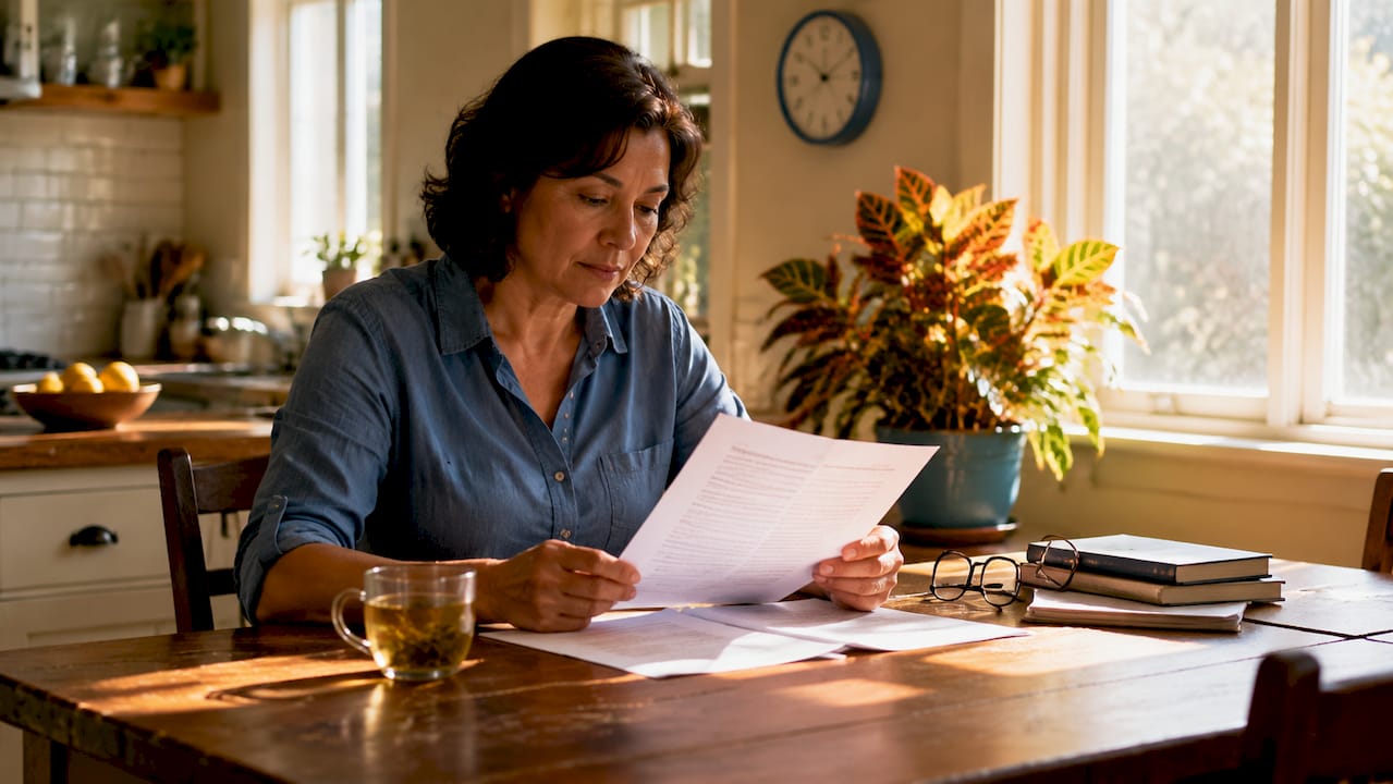 Person reviewing cleaning contract at desk