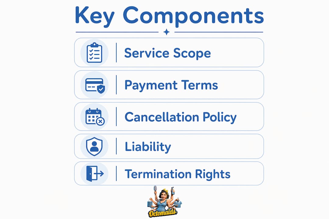 Infographic showing key components of cleaning agreements