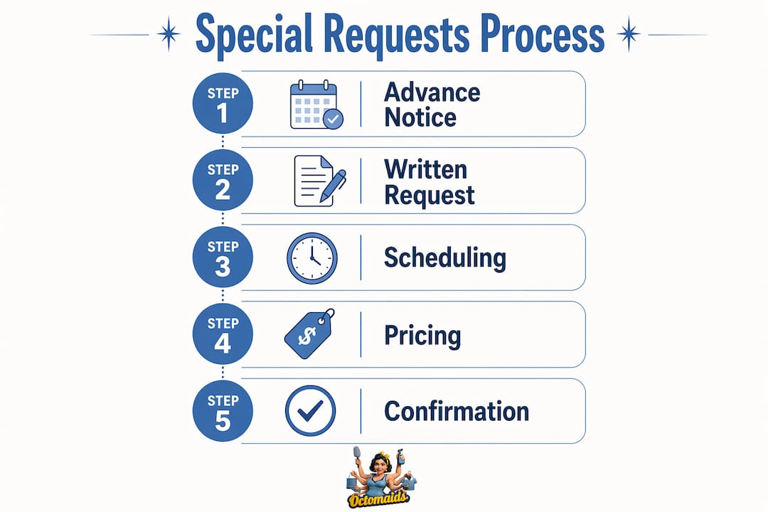 Infographic showing steps for special cleaning requests process