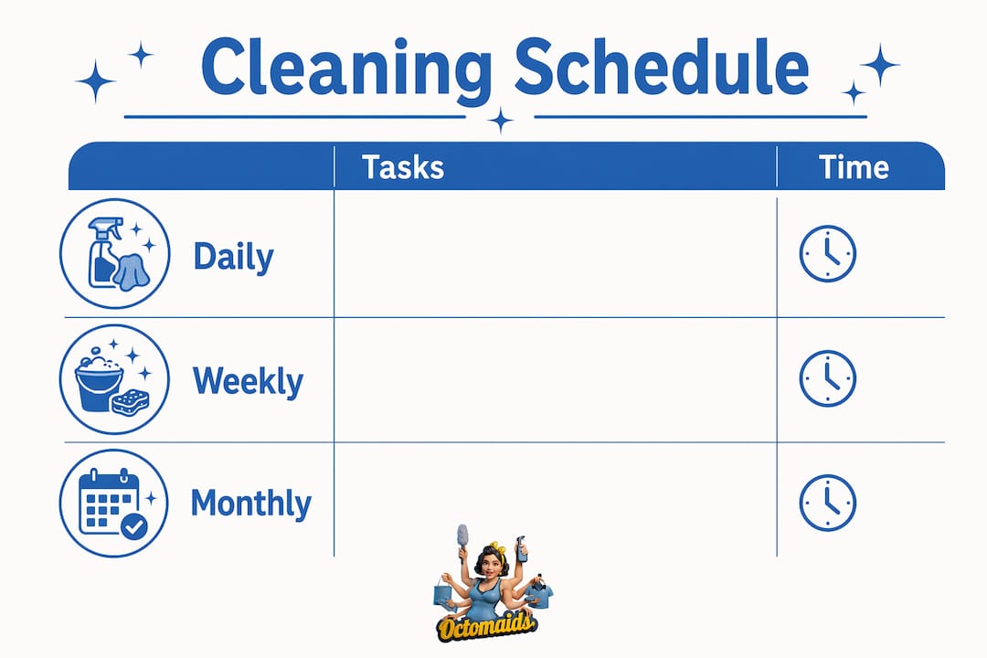 Infographic showing cleaning schedule steps
