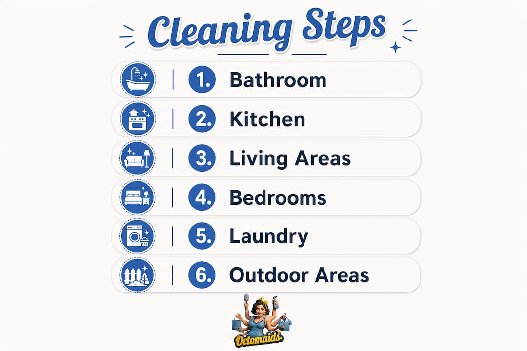 Infographic showing cleaning steps checklist for rental property