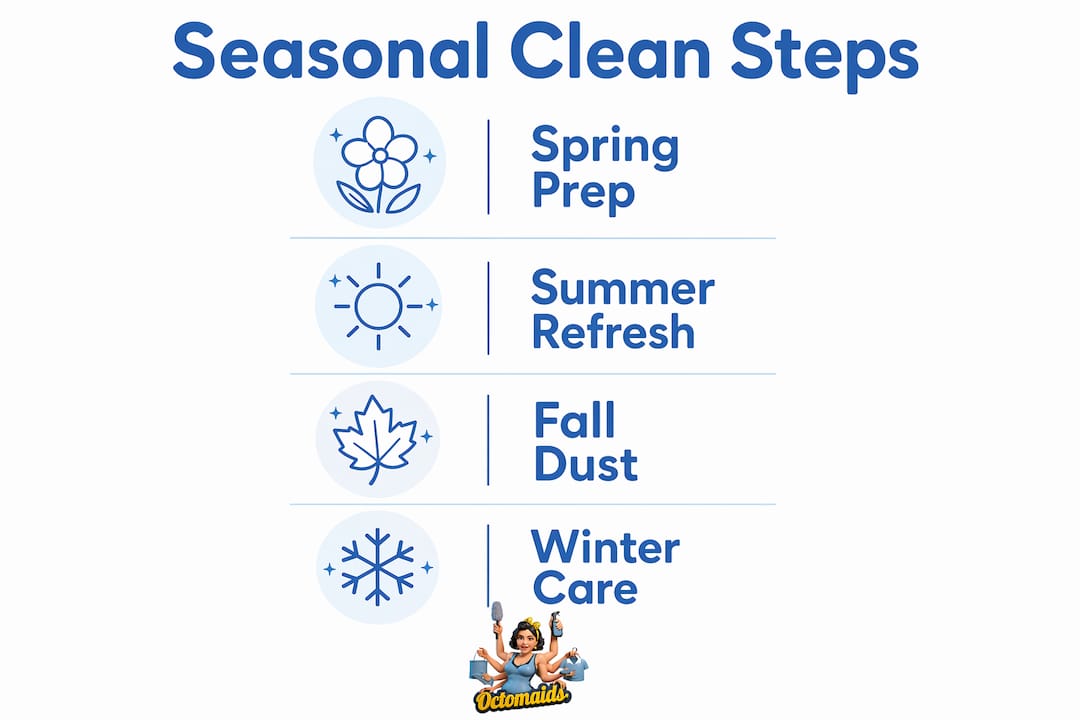Infographic with seasonal cleaning steps