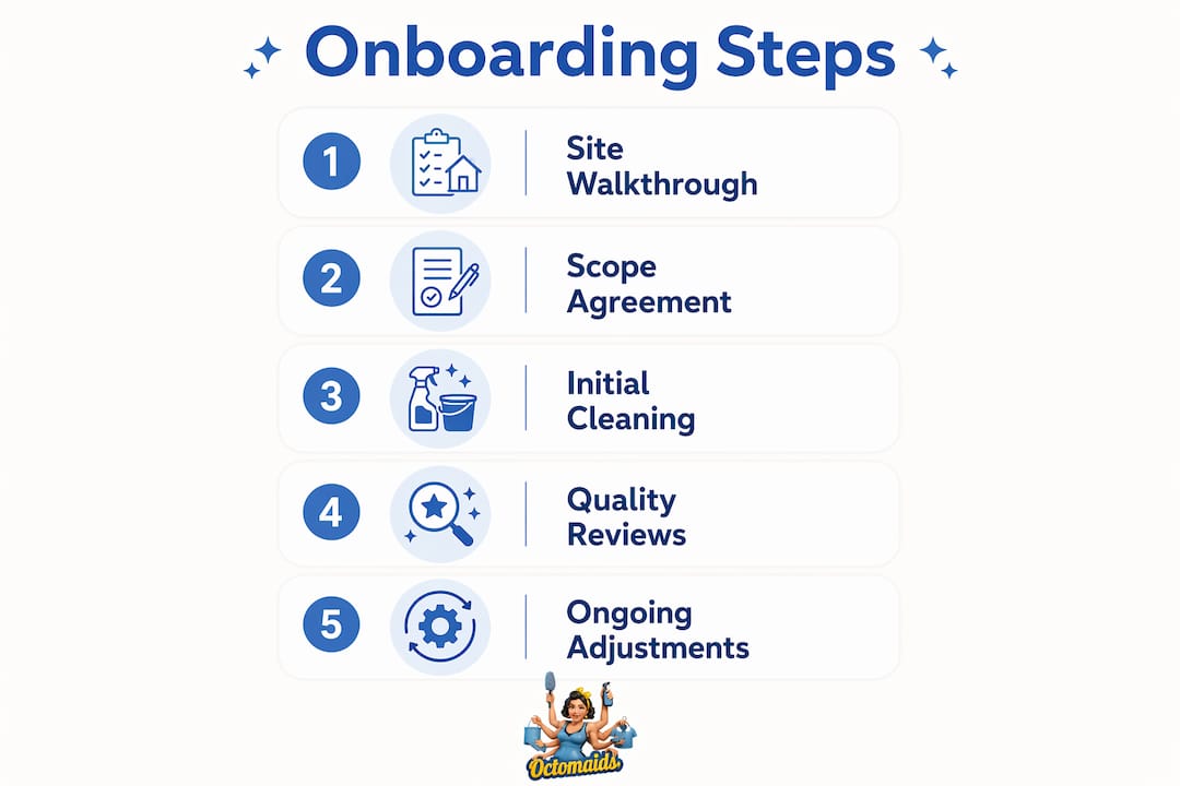 Infographic showing onboarding process steps