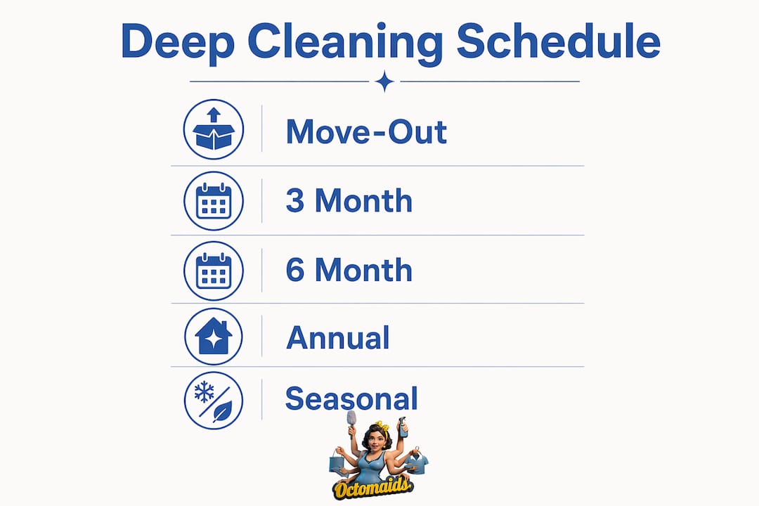Infographic showing rental property deep cleaning schedule