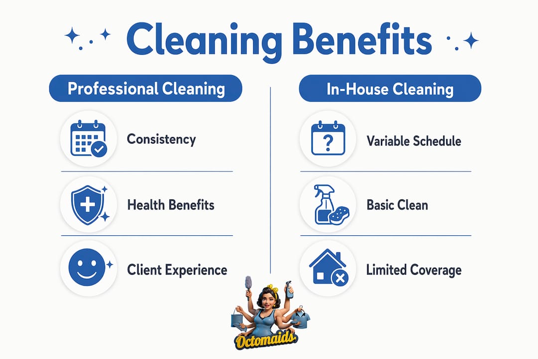 Infographic showing comparison of professional and in-house cleaning benefits