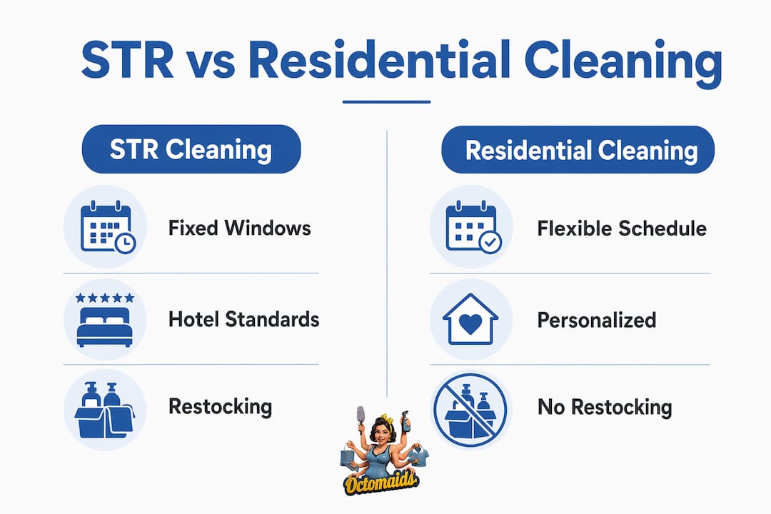 Infographic comparing STR and residential cleaning features