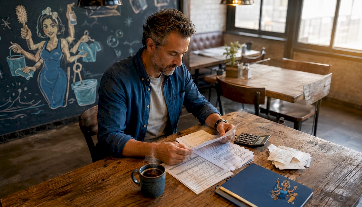 Landlord reviewing rental finances