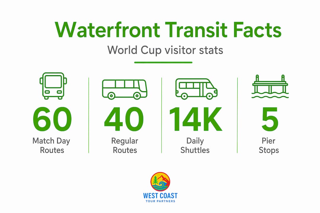 Infographic highlighting Seattle waterfront transit stats