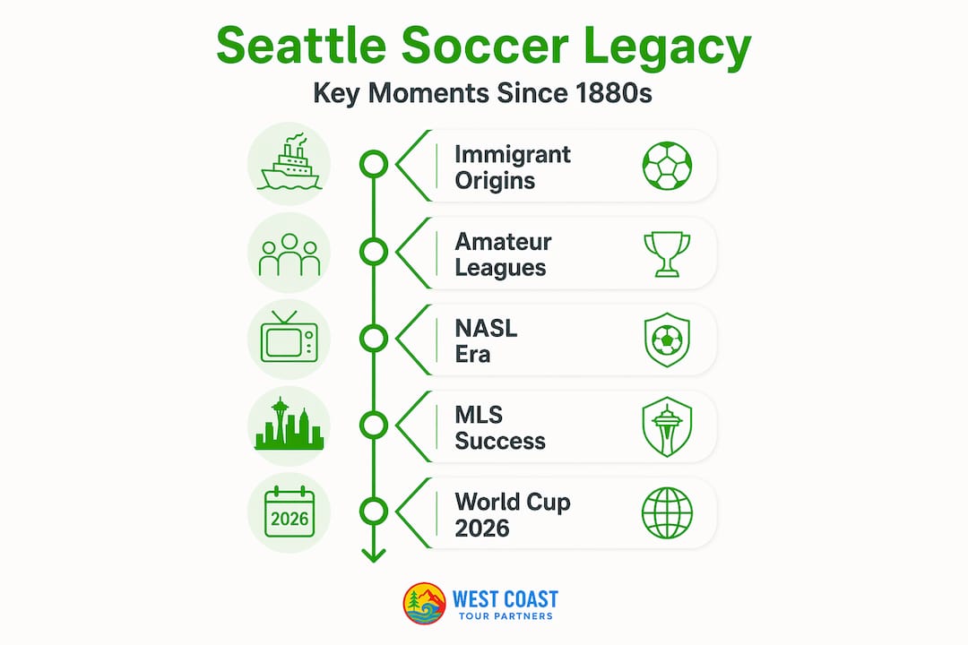 Seattle soccer history timeline infographic
