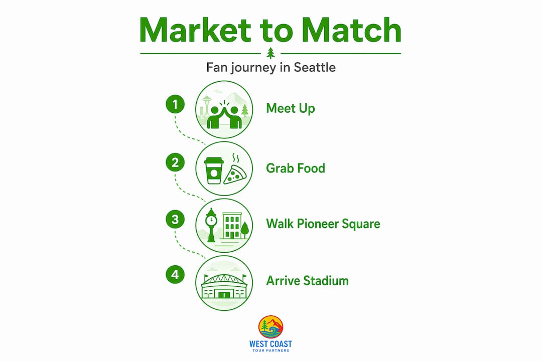Vertical flow showing soccer fan journey from market to stadium