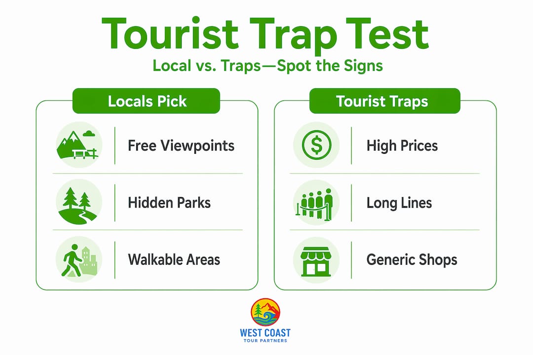 Infographic comparing local picks and tourist traps