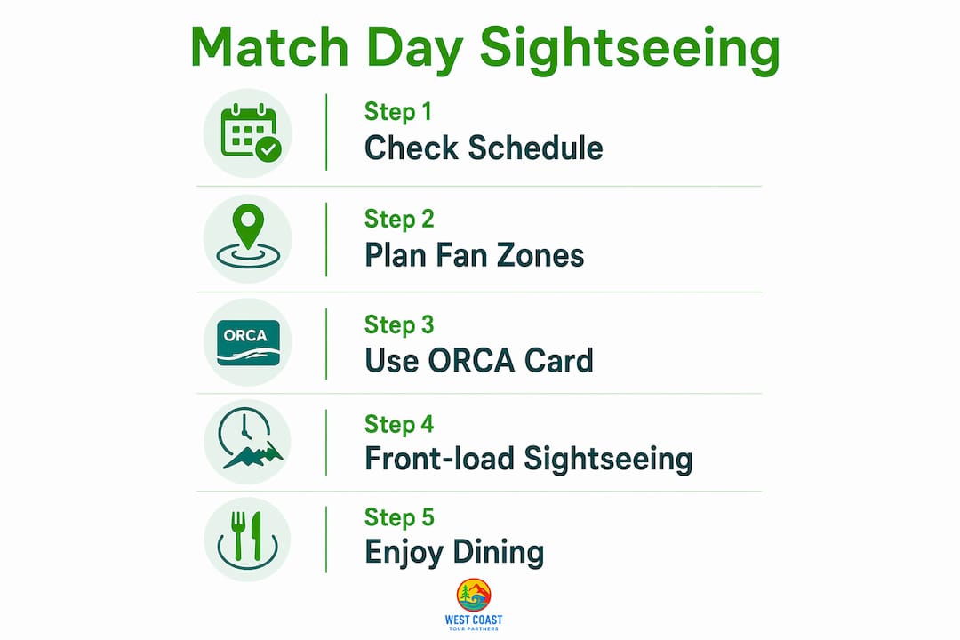 Infographic showing steps for planning sightseeing on match days