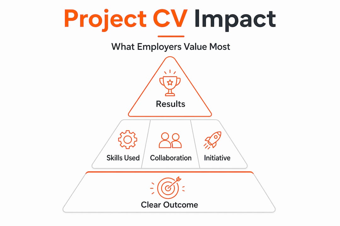 Hierarchy infographic of valued project CV elements