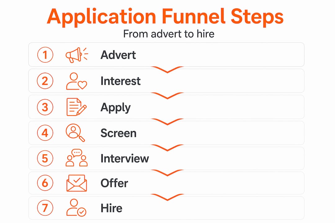 Infographic showing job application funnel stages