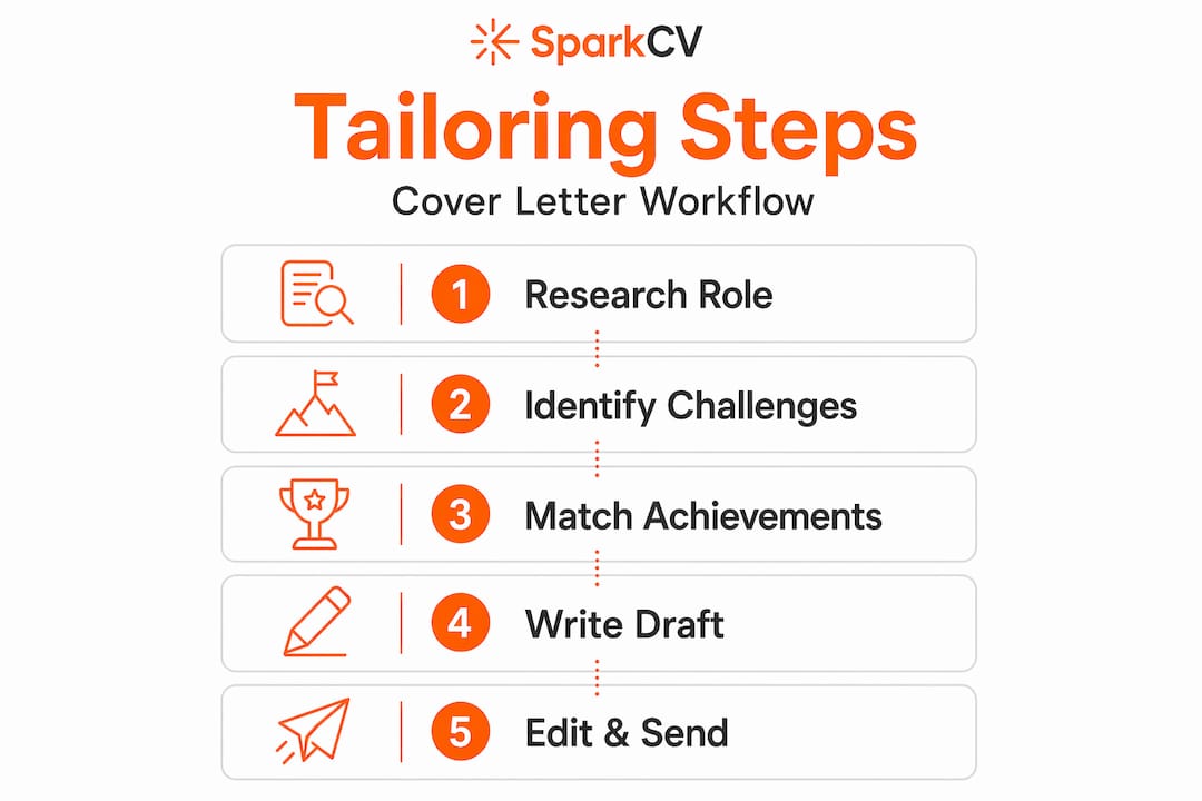 Infographic outlining cover letter tailoring steps