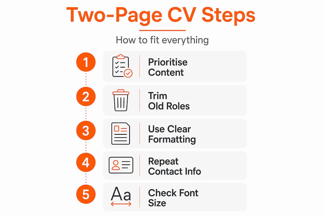 Infographic showing steps to two-page CV