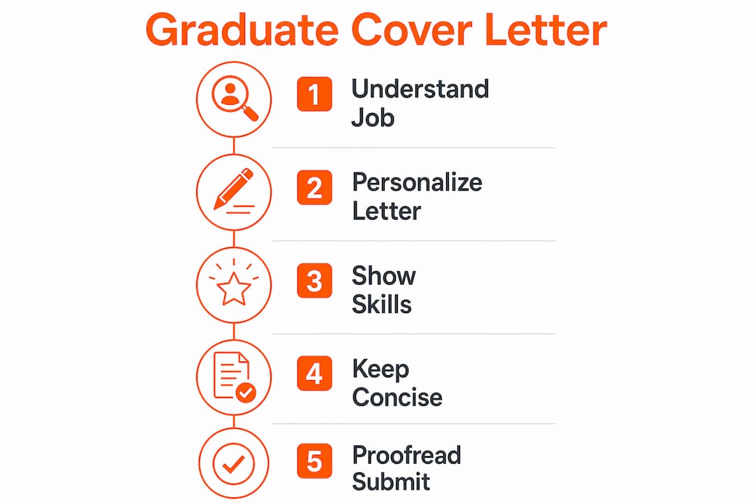 Infographic outlining graduate cover letter writing steps