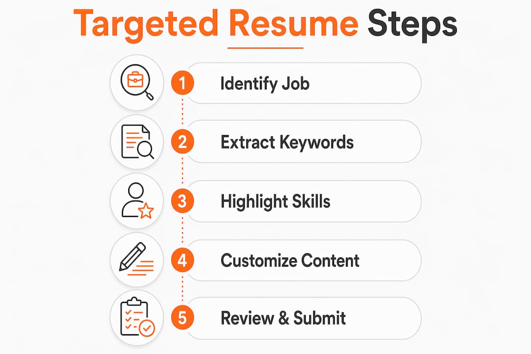 Infographic showing steps to create targeted resume