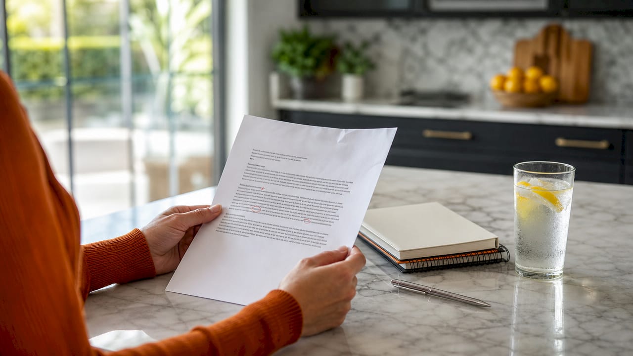 Hands holding printed traditional cover letter