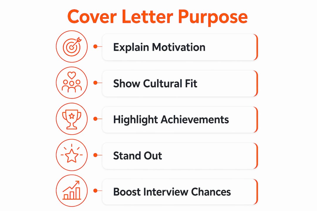 Infographic illustrating cover letter purposes and benefits