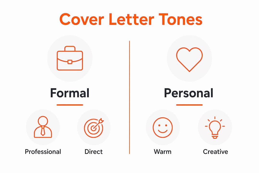 Infographic showing comparison of cover letter tone styles