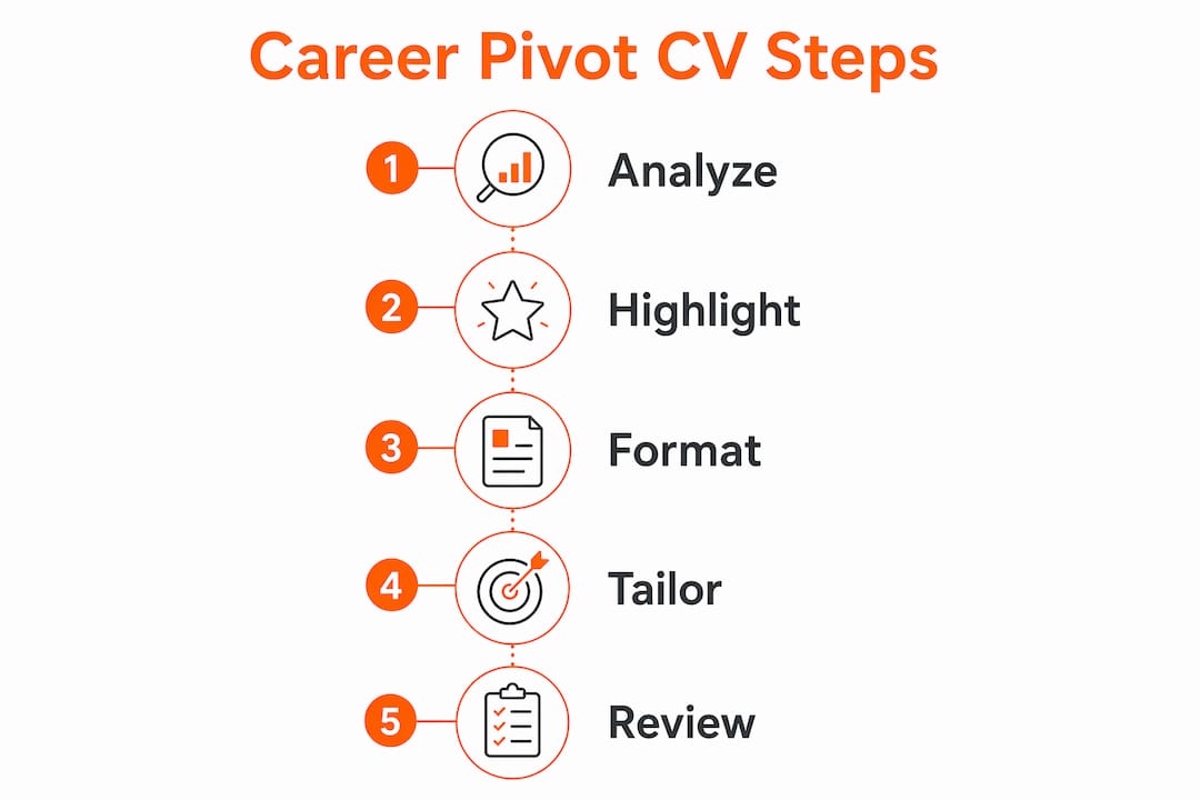 Infographic showing steps to create a career pivot CV