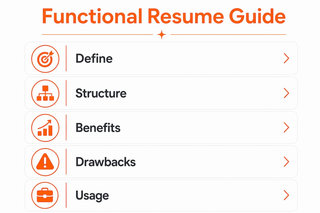 Infographic illustrating key steps and elements of functional resume format