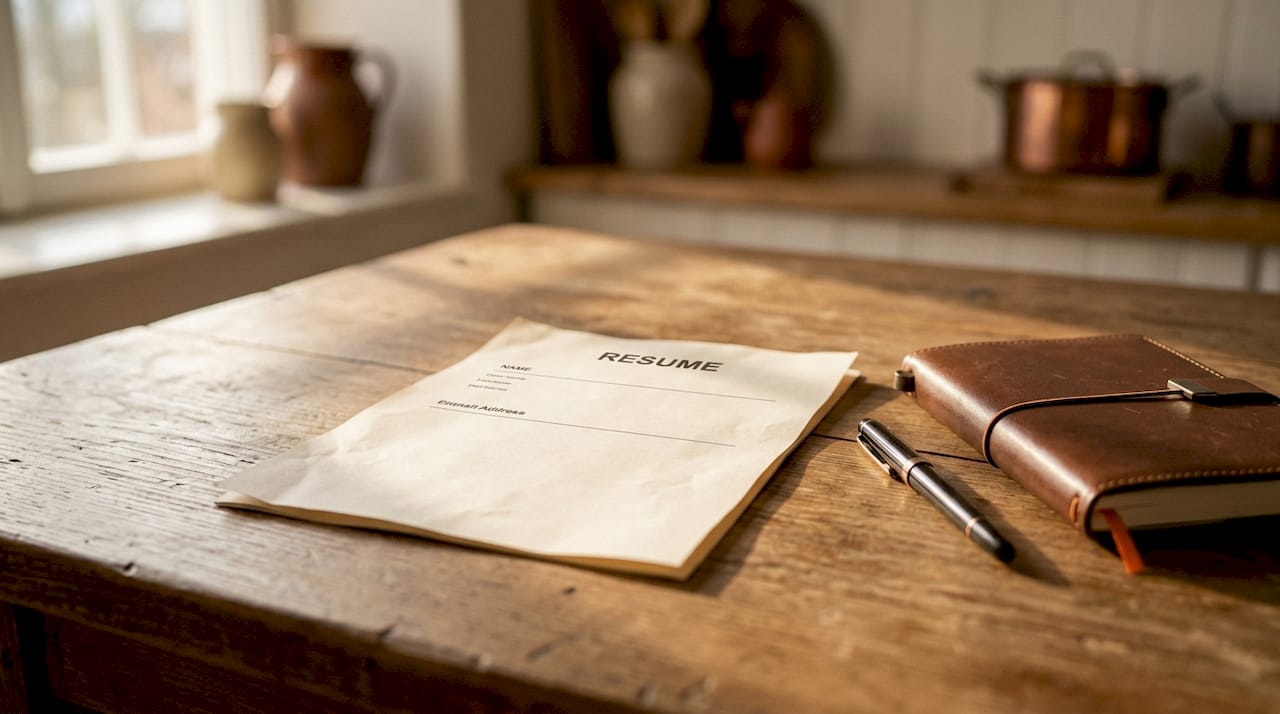 Overhead view of entry-level CV materials on desk