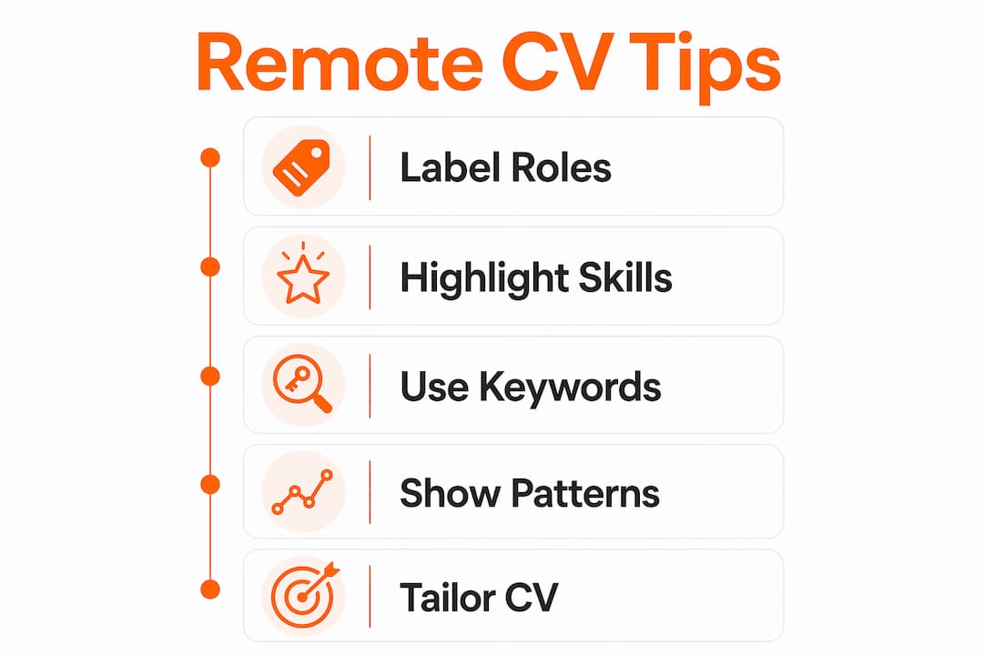 Infographic showing steps to improve remote work CV