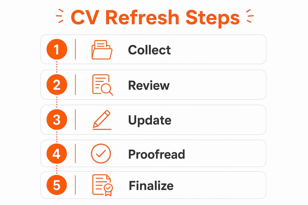 Infographic illustrating key steps to refresh a CV