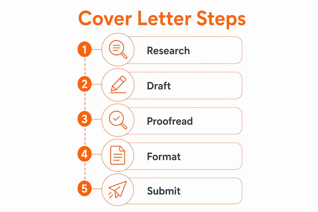 Infographic showing step-by-step cover letter process