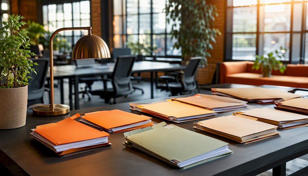Color-coded folders arranged for CV versions