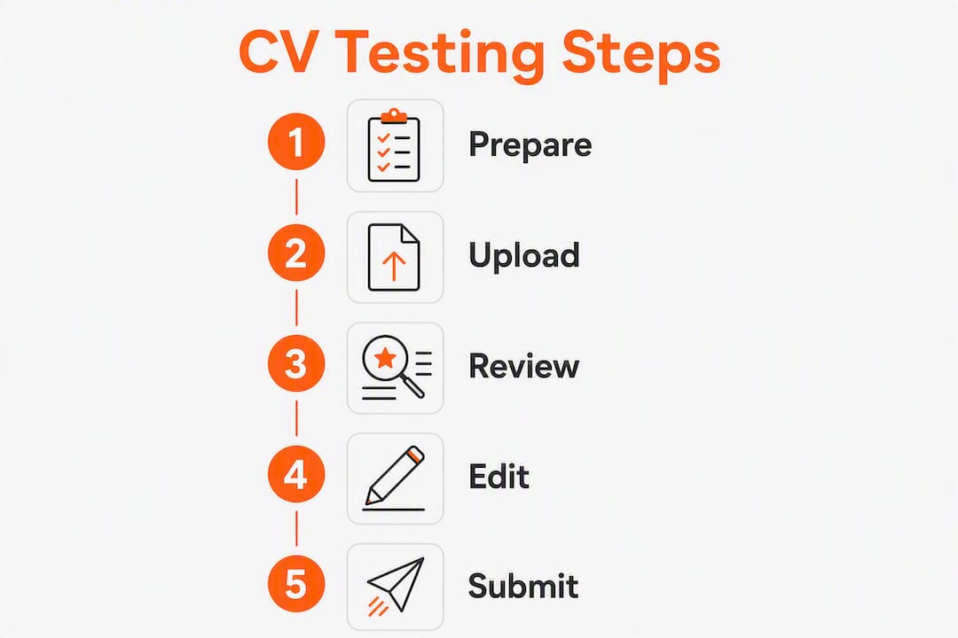 Infographic showing CV testing process steps