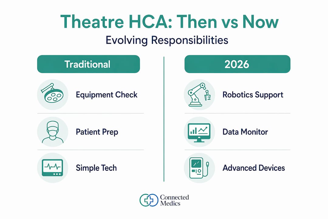 Infographic comparing HCA roles then and now