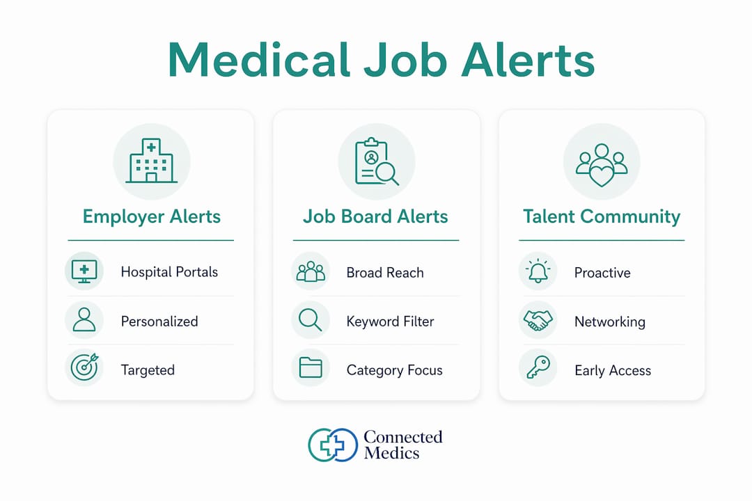 Infographic comparing types of medical job alerts