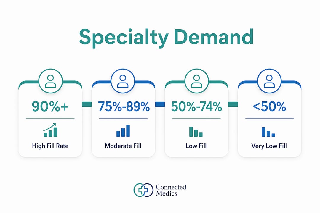 Infographic illustrating specialty fill rate categories