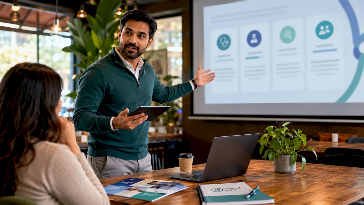 Healthcare recruiter explaining medical job board types