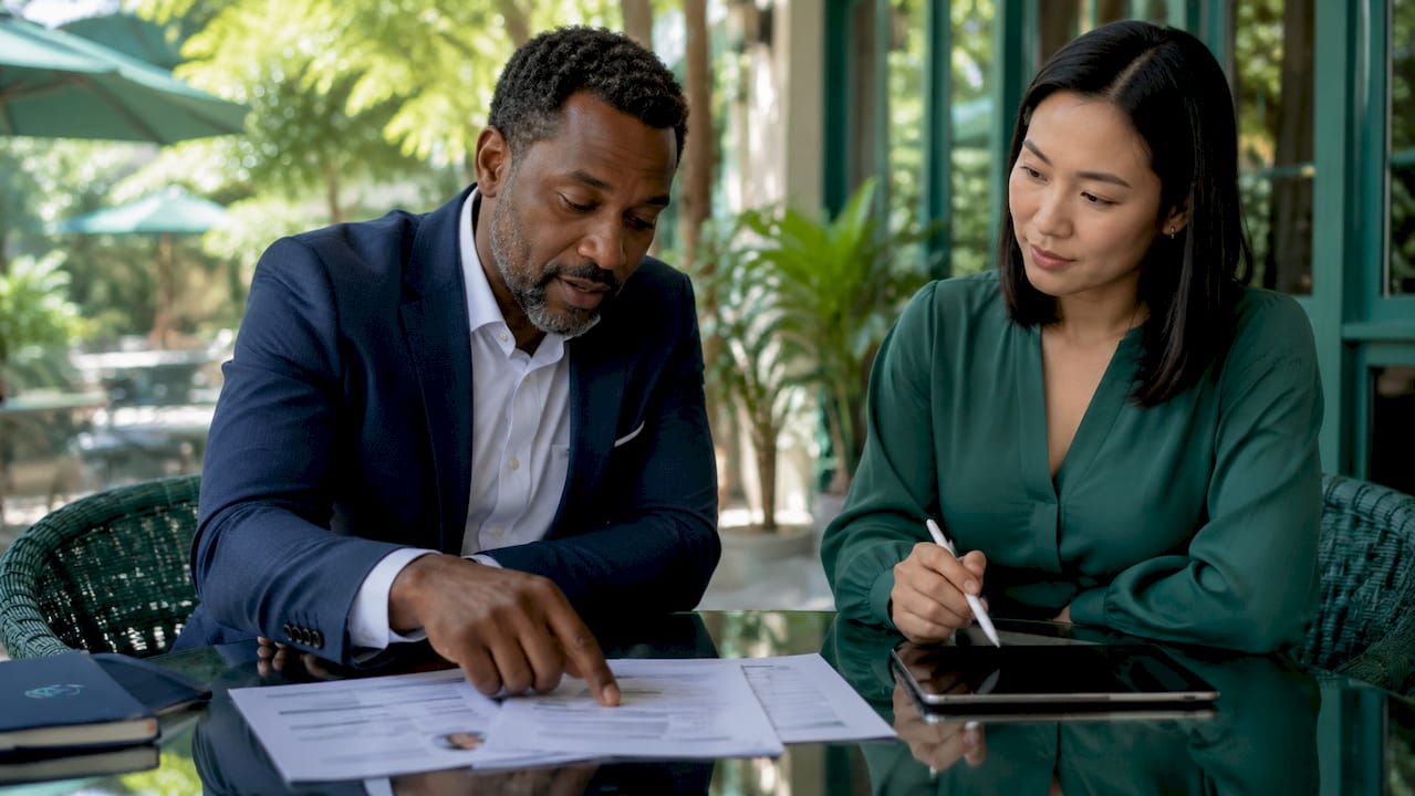 Recruiters reviewing candidate resumes and data