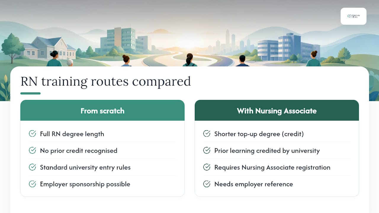 Diagram showing training time reduction with Nursing Associate credit