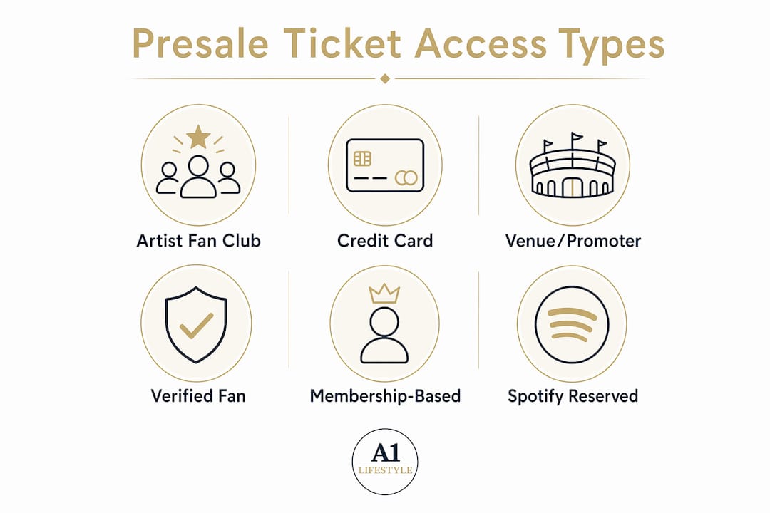 Infographic showing different presale ticket access types