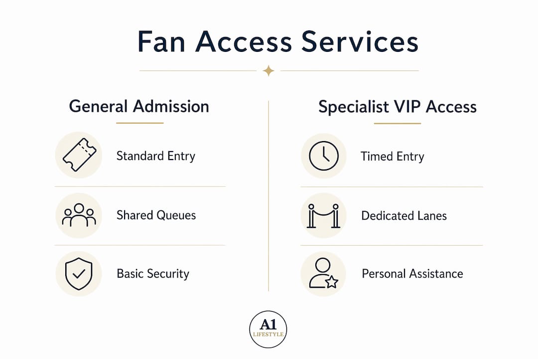 Infographic comparing fan access types