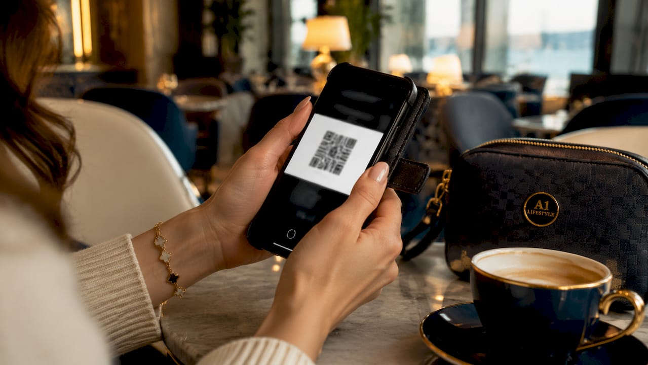 Close-up of smartphone with rotating ticket barcode