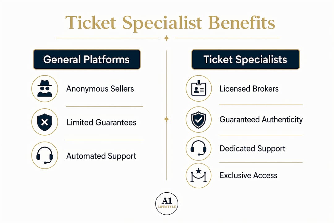 Infographic comparing general platforms and ticket specialists