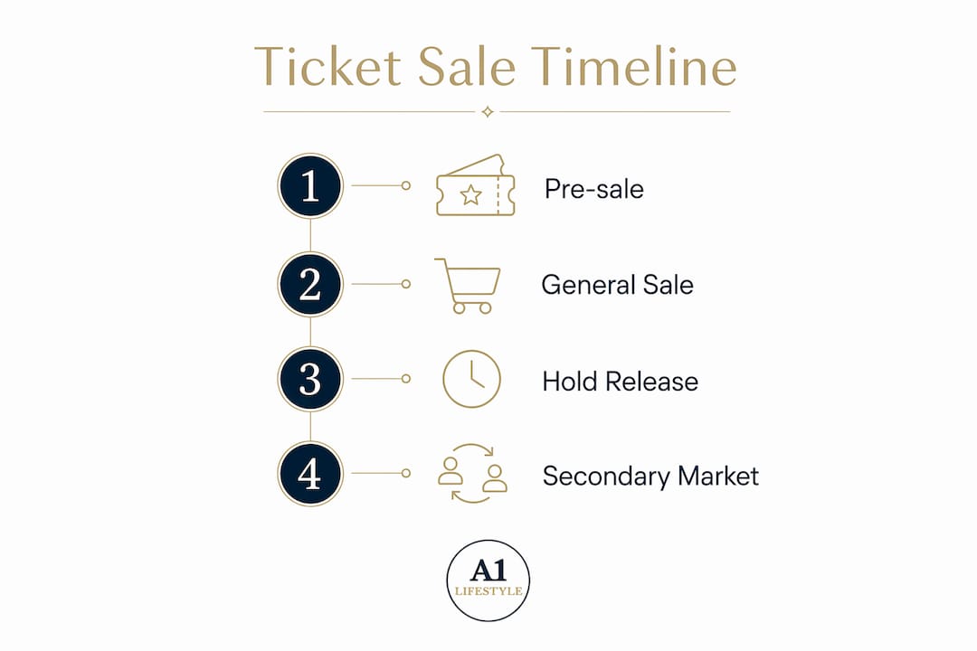 Infographic outlining ticket sales timeline stages
