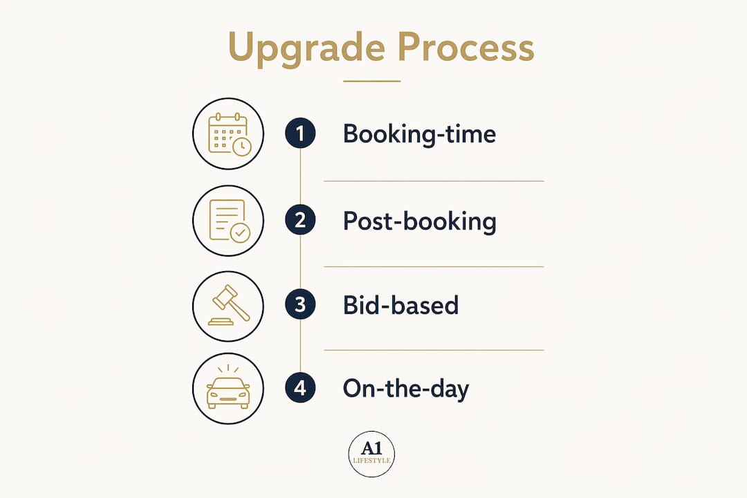 Infographic showing premium seating upgrade process steps